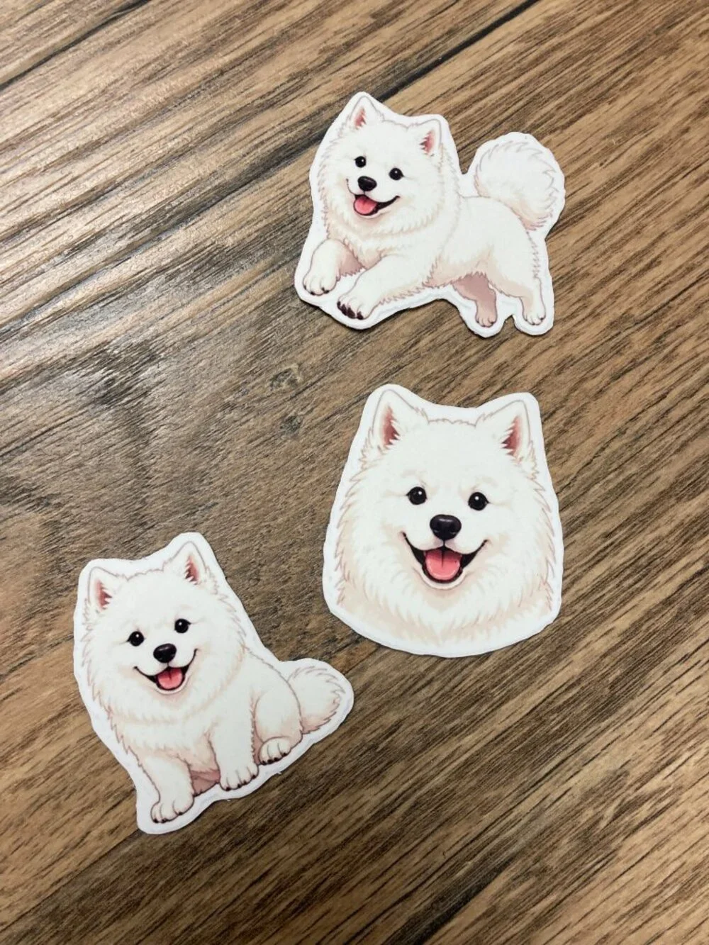3 Flexible Dog Magnets White Samoyed Puppy Refrigerator Fridge Decor Set